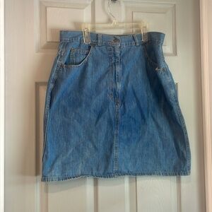 Woolrich Women's M Vintage 80s 14 Stone Wash Faded Knee Length Denim Jean Skirt
